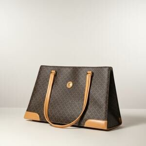 Vintage La Tour Eiffel Paris Leather Tote 15" W x 11" H x 3" W